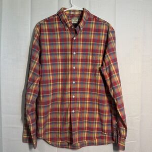 J Crew Classic Fit Plaid Long Sleeve Button Up Shirt Men's Size L